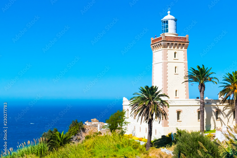 Beautiful Lighthouse of Cap Spartel close to Tanger city and Gibraltar, Morocco in Africa