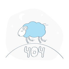 Fototapete - Cute funny 404 page, lamb running on a hill. 404, page not found, error, sorry web page, trouble, failure, oops page icon concept