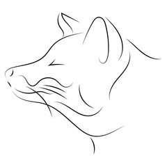 Wall Mural - Stylized fox face. Hand drawn linear sketch.  Black on white.