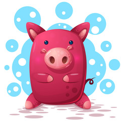 Wall Mural - Cute pig illustration. Symbol of the year 2019. Vector eps 10