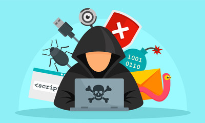 Poster - hacker activity concept background. flat illustration of hacker activity vector concept background f
