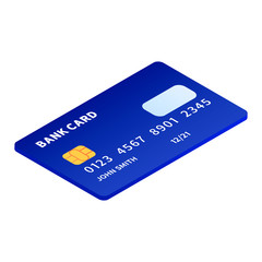 Poster - Blue credit card icon. Isometric of blue credit card vector icon for web design isolated on white background