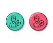 Edit User line icon. Profile Avatar with pencil sign. Male Person silhouette symbol. Positive and negative circle buttons concept. Good or bad symbols. Edit person Vector