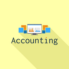 Poster - Accounting computer graph logo. Flat illustration of accounting computer graph vector logo for web design