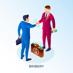Poster - Bribery two man concept background. Isometric illustration of bribery two man vector concept background for web design