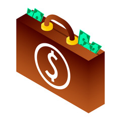 Poster - Bribery money suitcase icon. Isometric of bribery money suitcase vector icon for web design isolated on white background