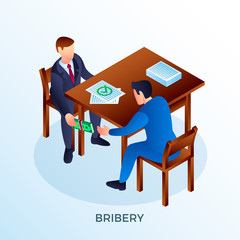 Wall Mural - Office bribery concept background. Isometric illustration of office bribery vector concept background for web design