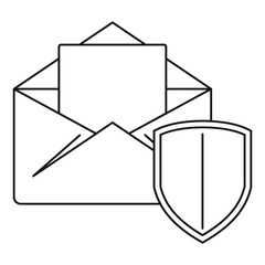 Poster - Secured mail icon. Outline illustration of secured mail vector icon for web design isolated on white background
