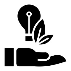 Poster - Eco bulb care hand icon. Simple illustration of eco bulb care hand vector icon for web design isolated on white background