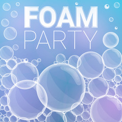 Poster - Foam party concept background. Cartoon illustration of foam party vector concept background for web design