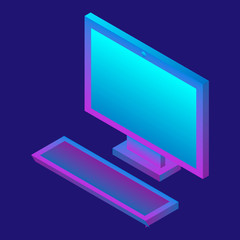 Poster - Desktop computer icon. Isometric of desktop computer vector icon for web design isolated on white background