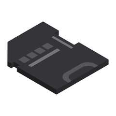 Poster - Black sd card icon. Isometric of black sd card vector icon for web design isolated on white background