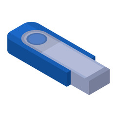 Poster - Blue metal usb icon. Isometric of blue metal usb vector icon for web design isolated on white background