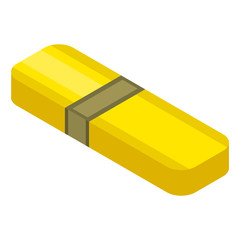 Poster - Yellow usb flash icon. Isometric of yellow usb flash vector icon for web design isolated on white background