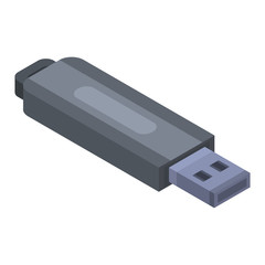 Poster - Grey usb flash icon. Isometric of grey usb flash vector icon for web design isolated on white background
