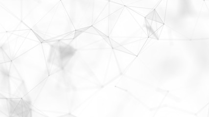 Fototapete - Abstract white futuristic background. White background. connecting dots and lines on white background. 4k rendering.