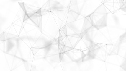 Fototapete - Abstract white futuristic background. White background. connecting dots and lines on white background. 4k rendering.