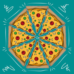 Sticker - Big pizza cartoon