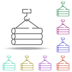 Poster - lifting of pipes icon. Elements of construction in multi color style icons. Simple icon for websites, web design, mobile app, info graphics