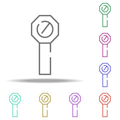 Poster - the forbidden icon. Elements of construction in multi color style icons. Simple icon for websites, web design, mobile app, info graphics