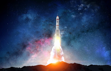 Wall Mural - rocket space ship . mixed media
