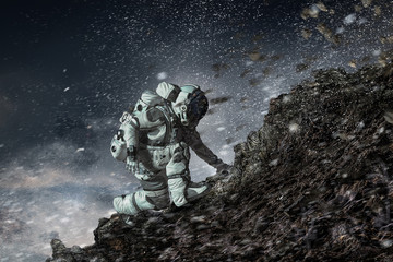 Wall Mural - astronaut starting to run. mixed media