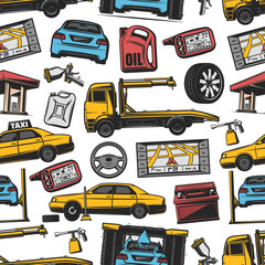 Wall Mural - Car auto transport service parts seamless pattern