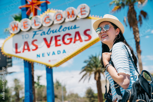 Fotografie, Obraz beautiful college student arrived at Las Vegas