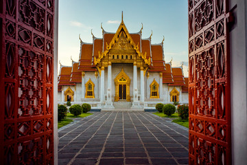 Wall Mural - wat benchamabophit ,marble temple one of most popular traveling destination in bangkok thailand