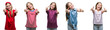 © Krakenimages.com - Collage of young beautiful little girl kid over isolated background approving doing positive gesture with hand, thumbs up smiling and happy for success. Looking at the camera, winner gesture.