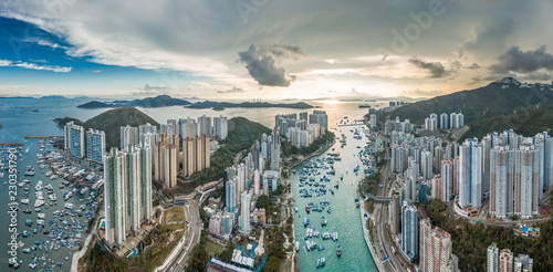 Sunset of Aberdeen, Hong Kong Tableau sur Toile