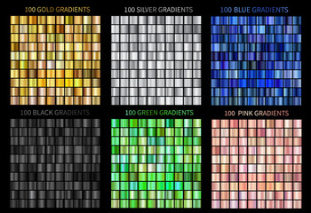 Wall Mural - super megaset of colorful gradients vector gold, silver, blue, bronze