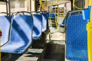 modern and comfortable interior of a city bus or electric bus