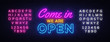 © Ivan - Come in we are Open neon sign vector design template. Open Shop neon text, light banner design element colorful modern design trend, night bright advertising. Vector. Editing text neon sign