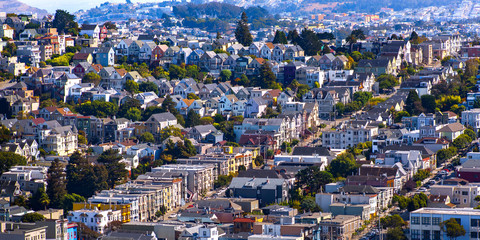 Dense housing in San Francisco CA on a sunny day