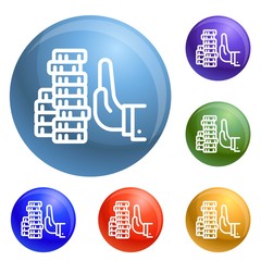 Poster - Reject money bribery icons set vector 6 color isolated on white background