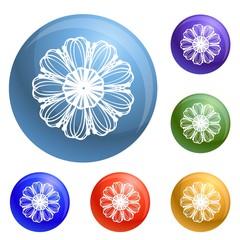 Poster - Petal herb flower icons set vector 6 color isolated on white background