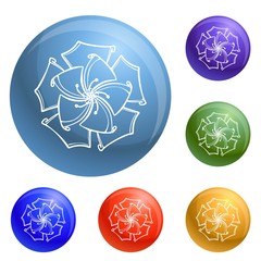 Poster - Tropical flower icons set vector 6 color isolated on white background