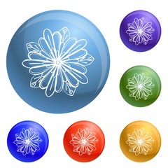 Poster - Exotic tropical flower icons set vector 6 color isolated on white background