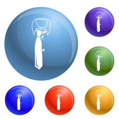 Poster - Business tie icons set vector 6 color isolated on white background