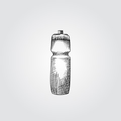 Hand Drawn sport water bottle Sketch Symbol isolated on white background. Vector  water bottle In Trendy Style. Accessories and sport equipment hand drawing sketches elements