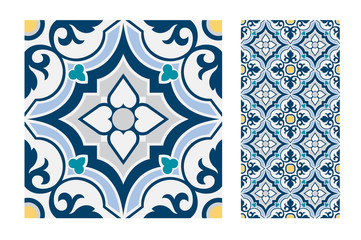 Wall Mural - tiles Portuguese patterns antique seamless design in Vector illustration vintage