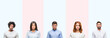 © Krakenimages.com - Collage of group of young people over colorful isolated background depressed and worry for distress, crying angry and afraid. Sad expression.