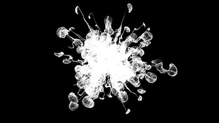 Poster - 3d render background with abstract particles. Turbulences and curled particles. Complex simulation. Luma mask.
