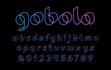 Poster - 3D linear font. Vector alphabet with latin letters and numbers.