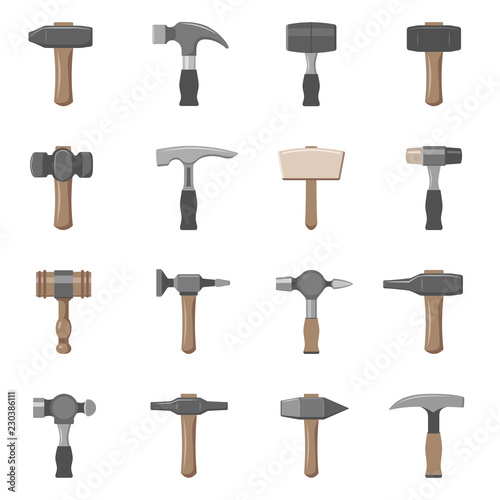 Sixteen different types of hammers - Buy this stock vector and ...