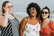 Diverse women at the beach