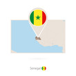 Rectangular map of Senegal with pin icon of Senegal