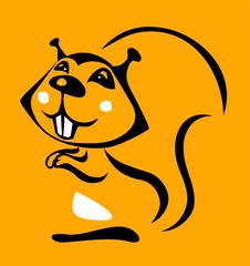 Sticker - Cute cartoon squirrel, vector illustration