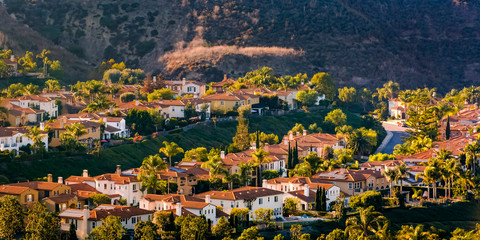 Wall Mural - Sunlit homes on a hill in San Clemente California